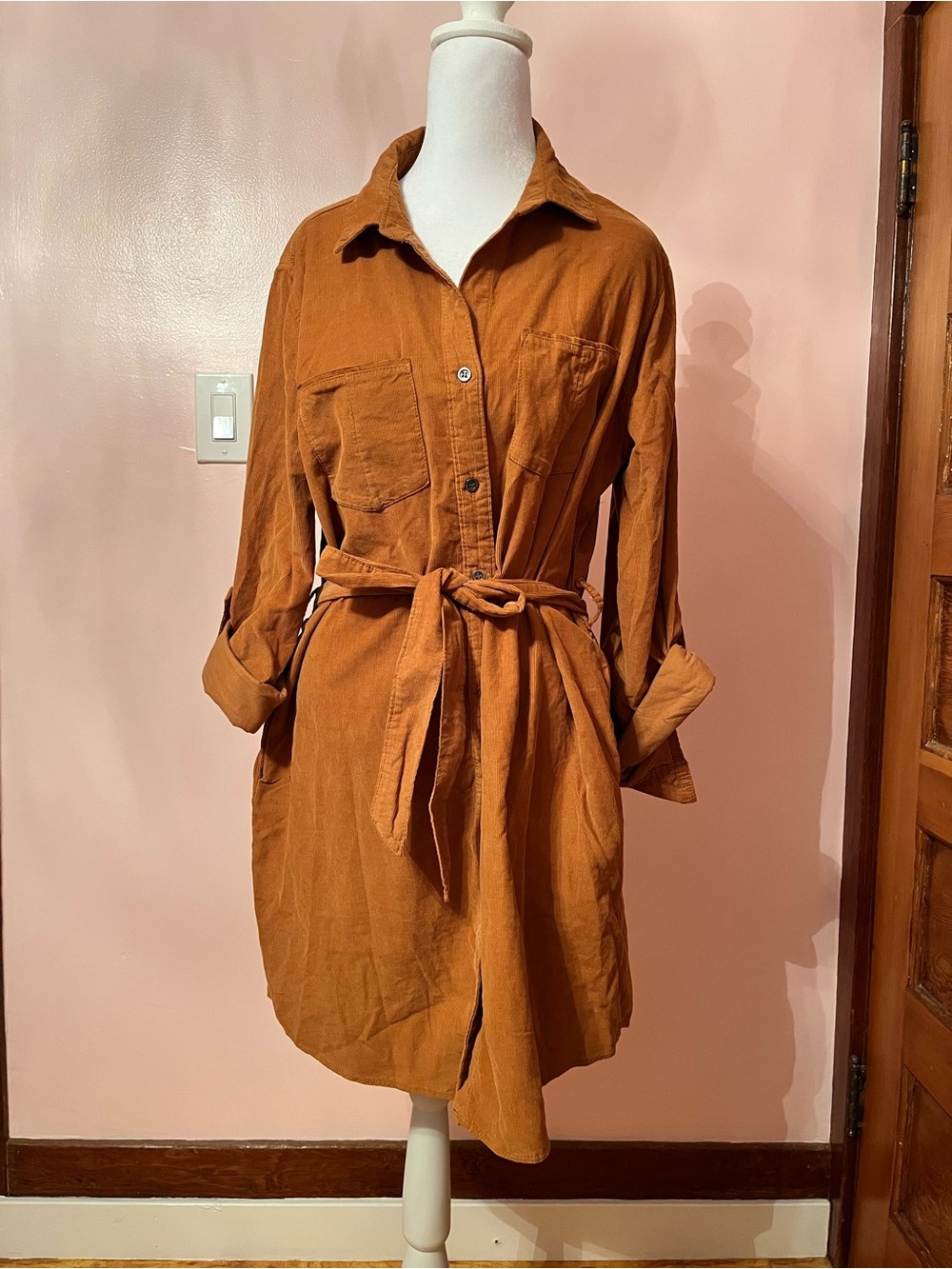 Lucky Brand Corduroy Shirt in Warm Rust Orange